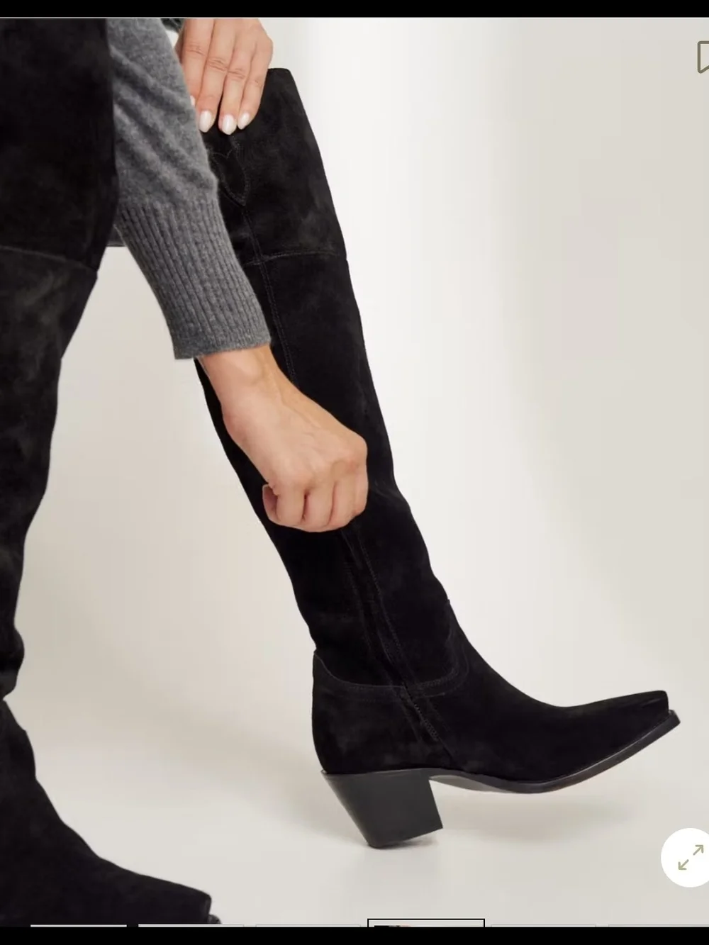 Tecovas Black Over-the-Knee Suede Boots with Side Zip